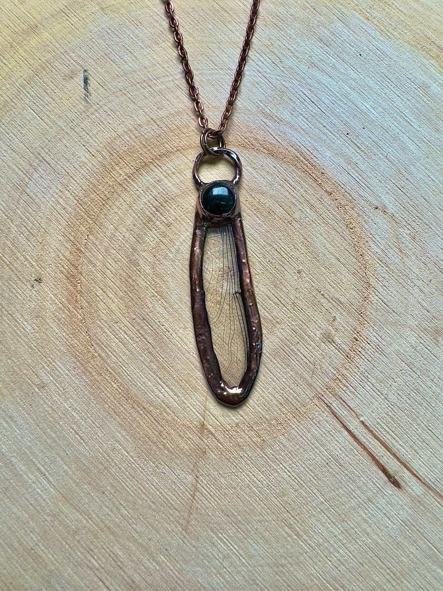 Dragonfly Wing and Obsidian Necklace
