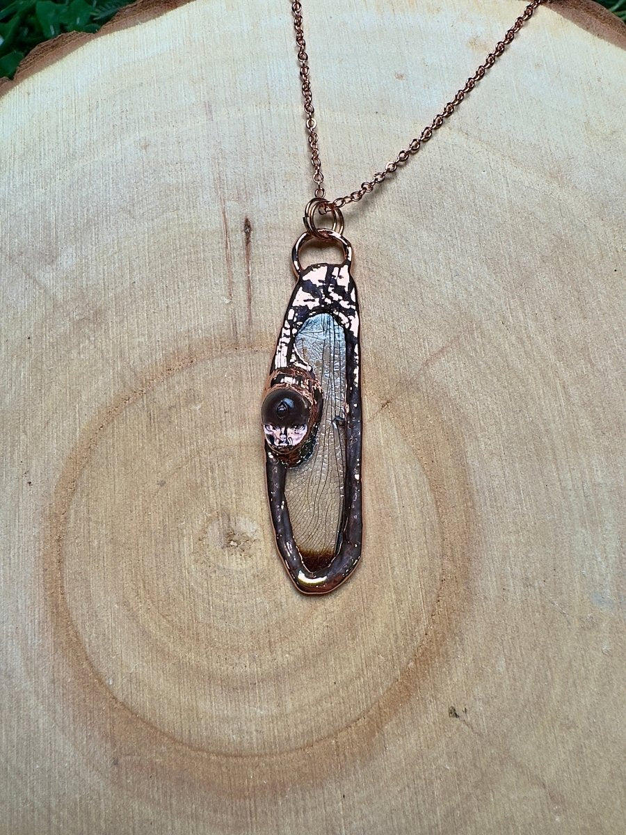 Dragonfly Wing and Resin Face Necklace