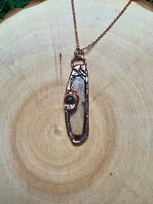 Dragonfly Wing and Resin Face Necklace