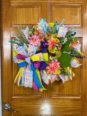 Easter Bunny Wreath | Pastel Spring Front Door Decor by Bouge Creations, view 4
