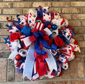Patriotic 4th of July Wreath | Americana Door Decor by Bouge Creations, view 6