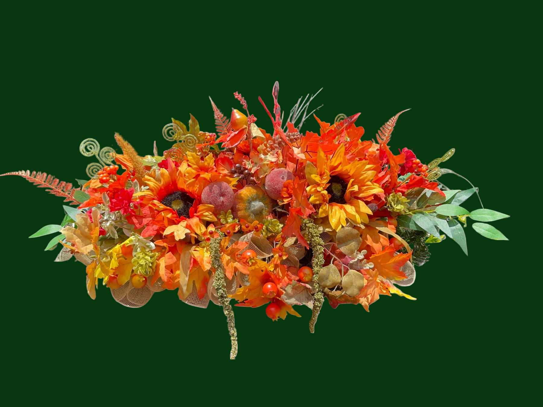 Fall Sunflower Pumpkin Centerpiece handmade by Bouge Creations in Mississippi