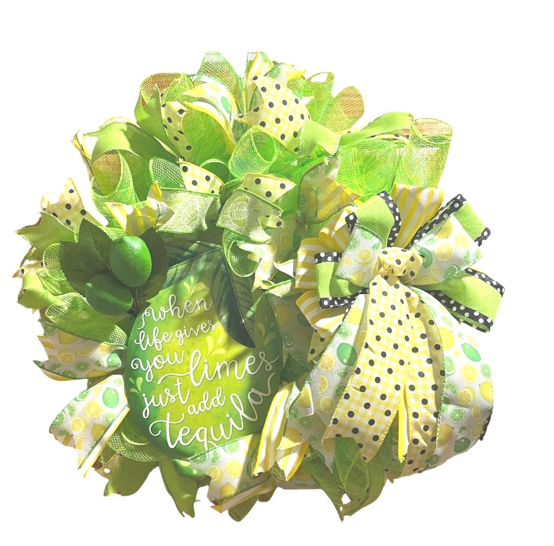 Tequila Lime Summer Wreath | Citrus Front Door Decor by Bouge Creations, view 4