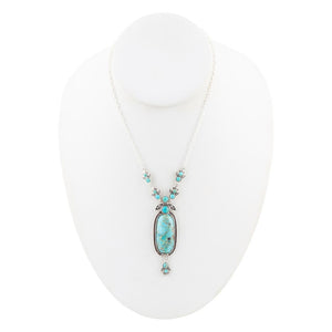 Emile Sterling Silver and Blue Turquoise Pendant Necklace