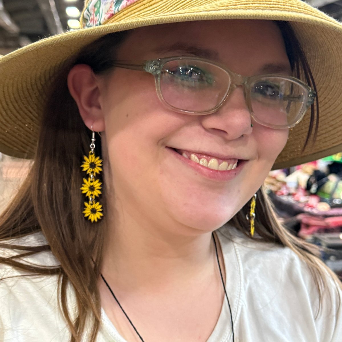 Sunflower Chain Wooden Earrings | Boho Floral Jewelry