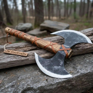Unique Double-Headed Viking Axe - Handcrafted Decor Piece | Two Styles Available | JW SteelCrafts