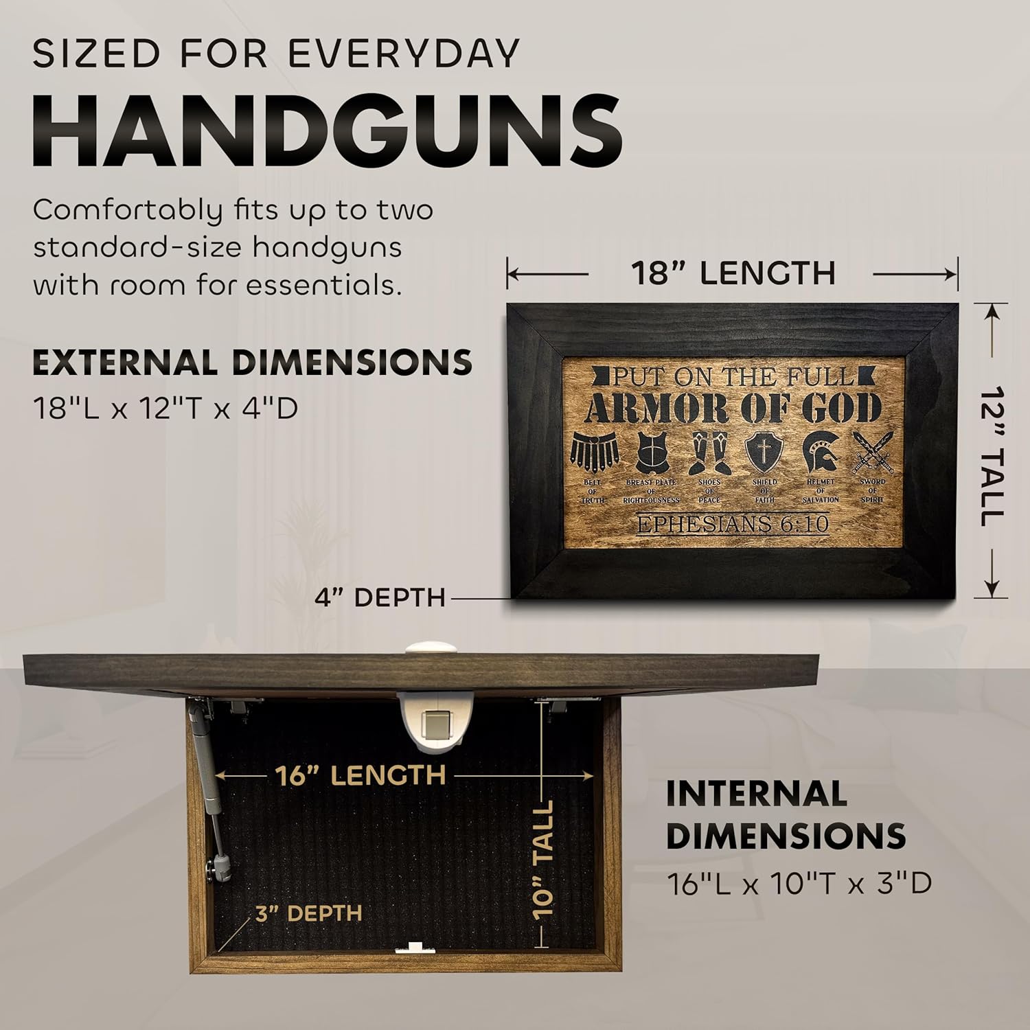 Hidden Gun Cabinet Put On The Full Armor Of God, Secure Concealed Ephesians 6:10 Gun Safe by Bellewood Designs by Bellewood Designs, Southern home decor detail photo 6
