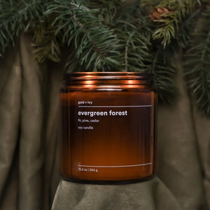Evergreen forest by gold + ivy, scented candle detail photo 4