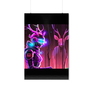 futuristic woman and deer Posters