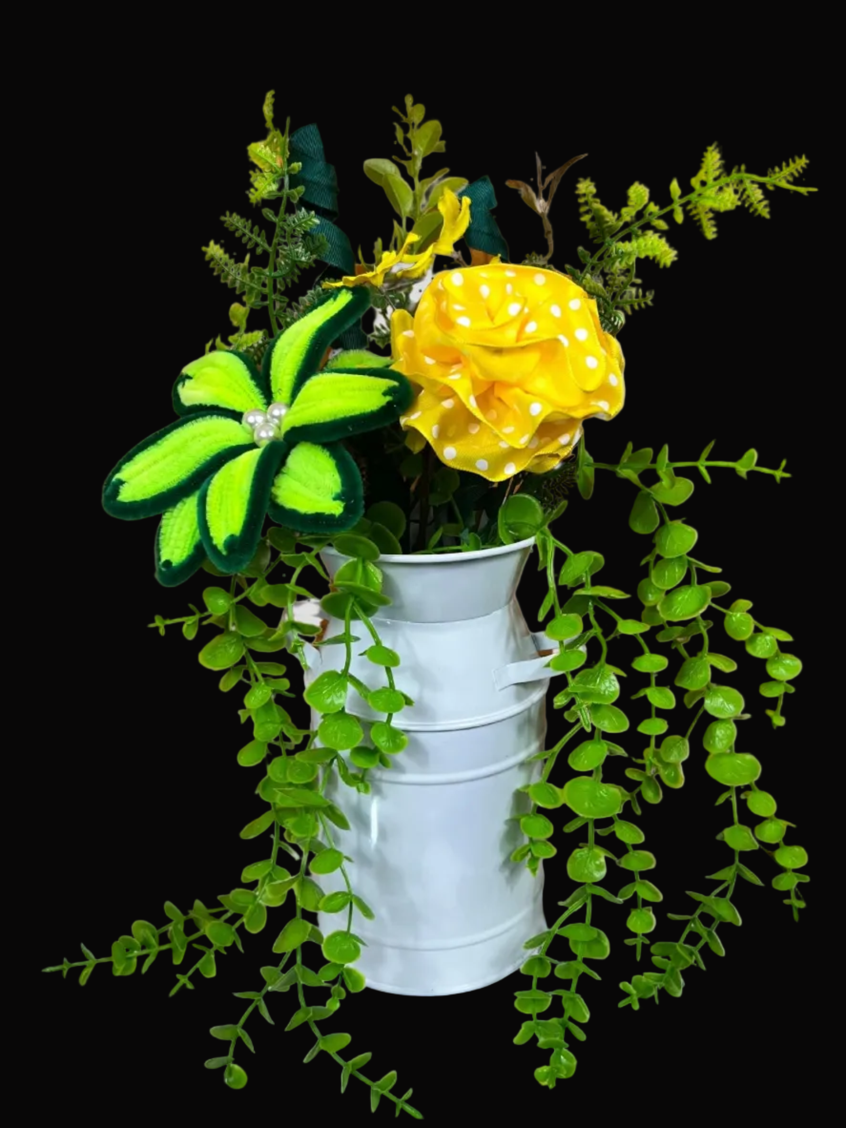 Yellow and Green Farmhouse Floral Arrangement handmade by Bouge Creations in Mississippi
