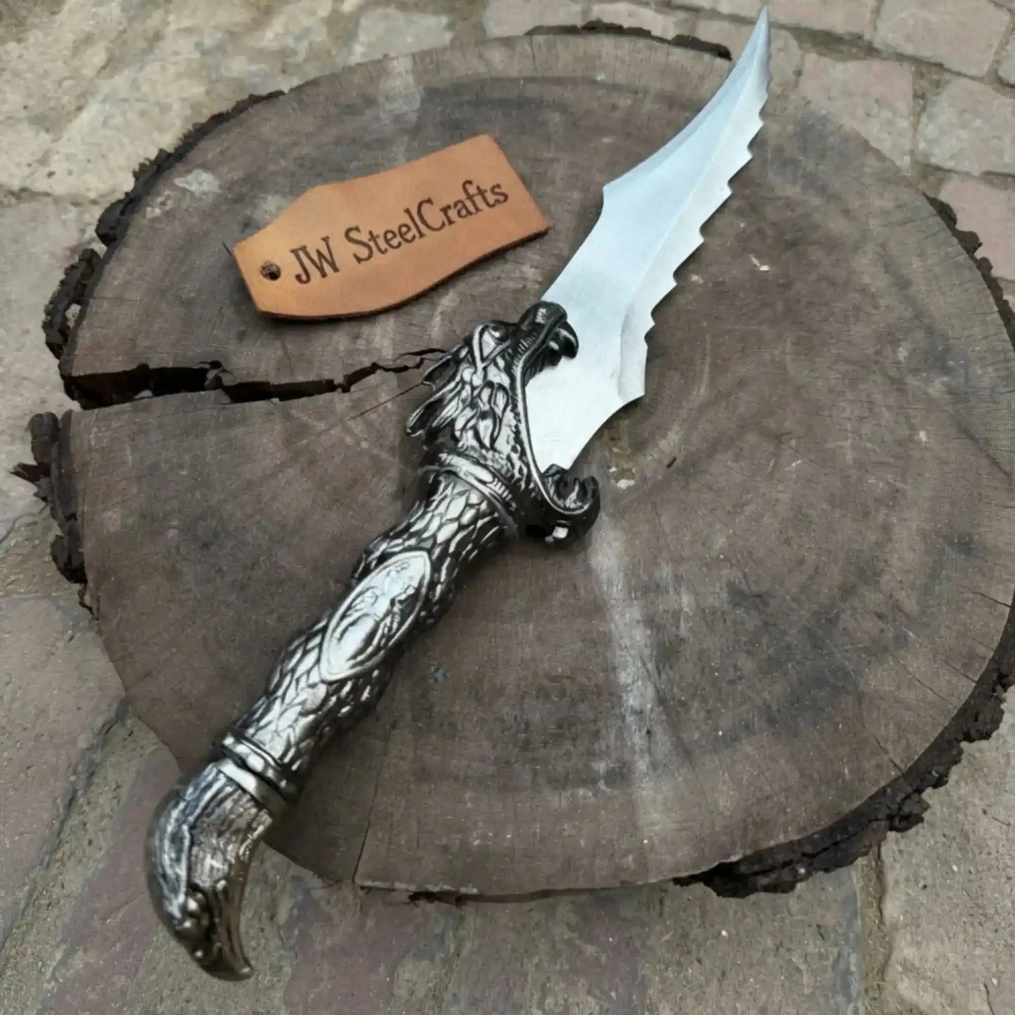 Handmade Fantasy Dagger Replicain Satin Steel with Dragon Handle by JW SteelCrafts, Southern lifestyle apparel main product photo