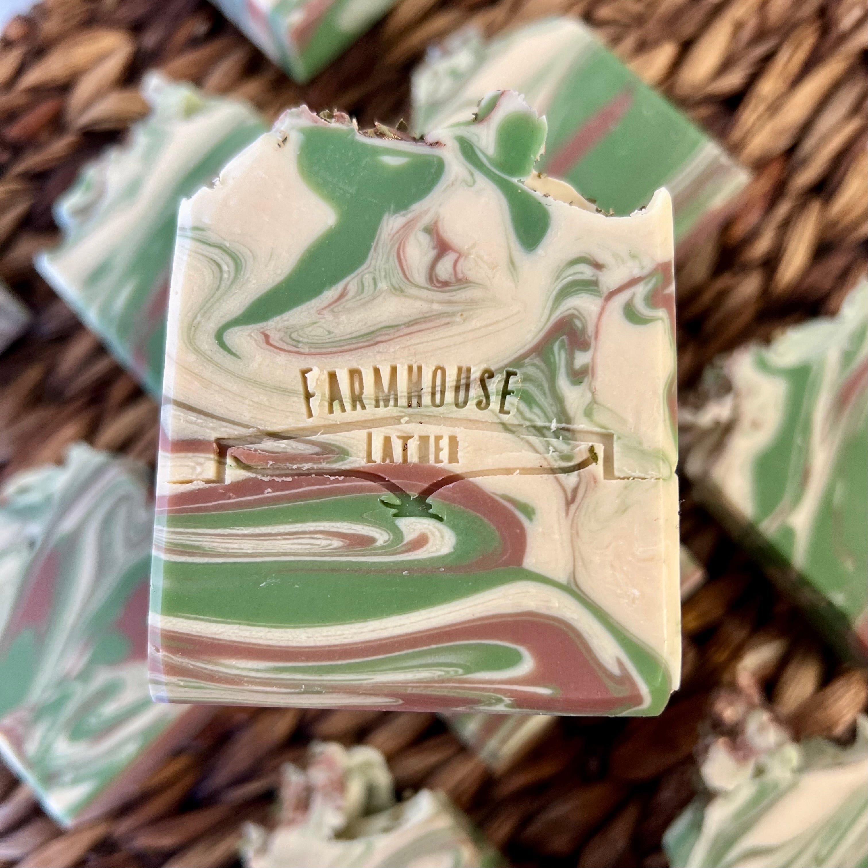 Back Woods handmade goat milk soap bar by Farmhouse Lather with earthy fresh fragrance notes