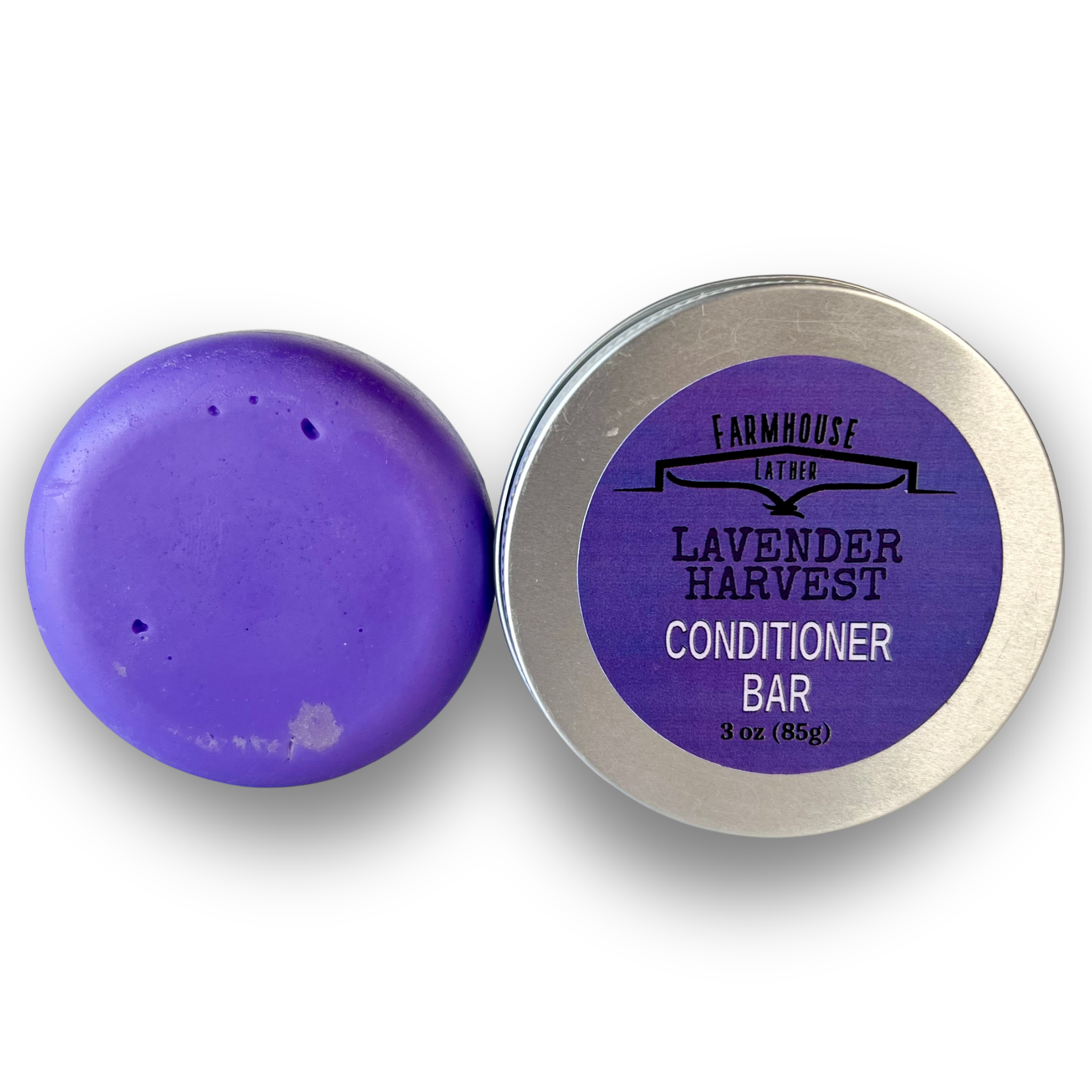 Farmhouse Lather Lavender Harvest conditioner bar for bottle free hair hydration and detangling