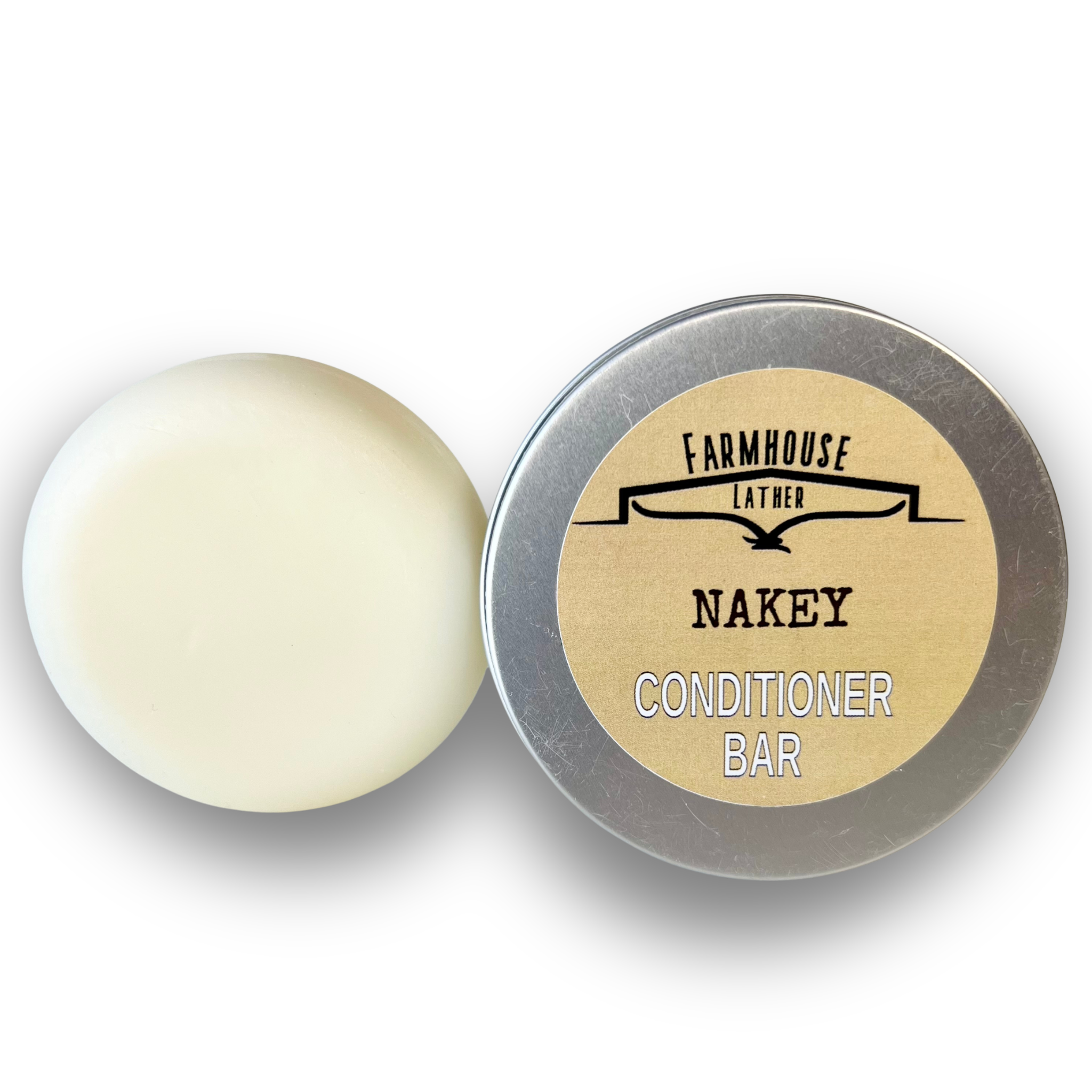 Farmhouse Lather Nakey conditioner bar for unscented bottle free hair hydration and detangling