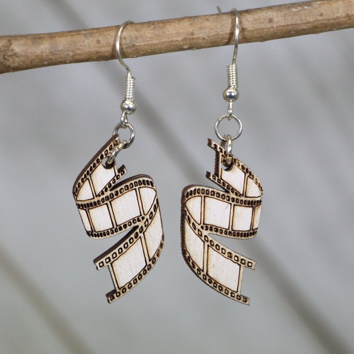 Film Strip Wooden Dangle Earrings | Movie Lover Jewelry