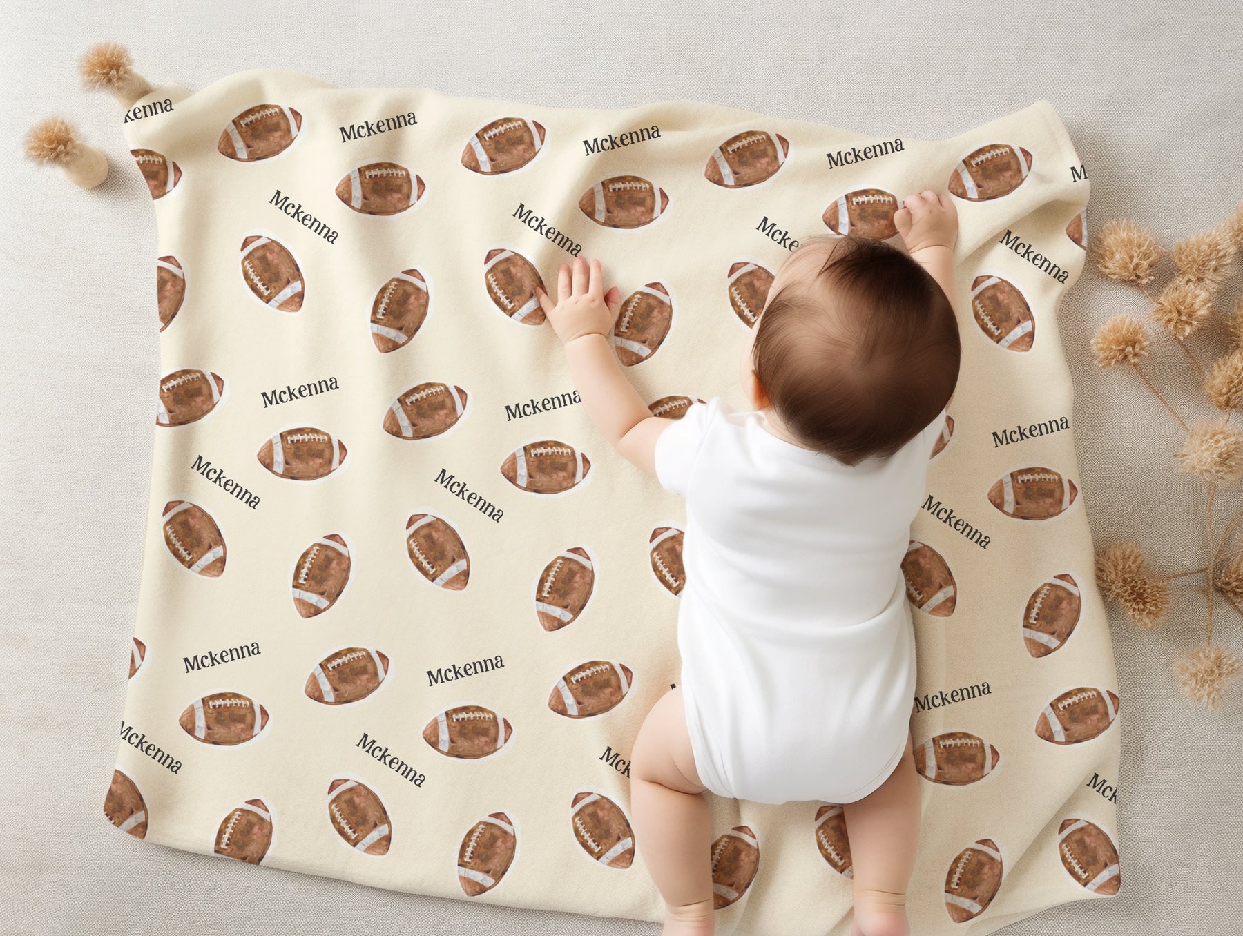 Personalized Football Minky Baby Blanket by AGreatBaby — view 2 of 3