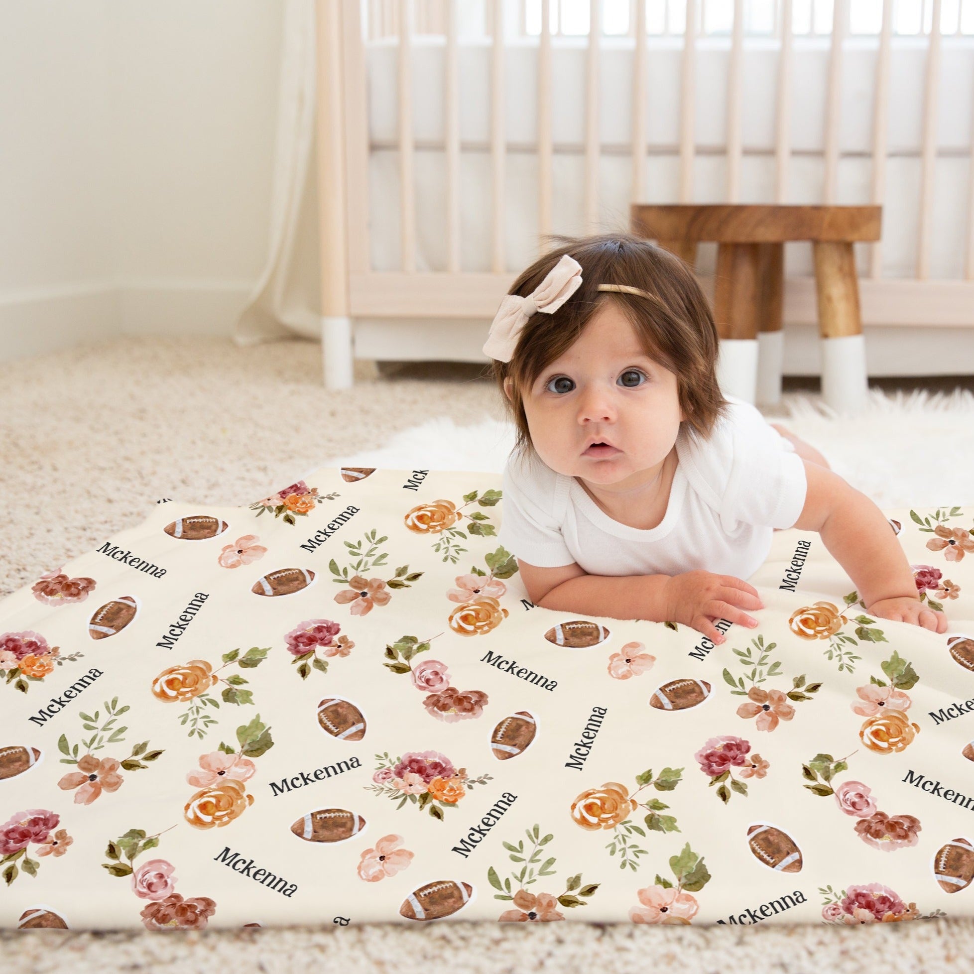 Football Baby Blanket - Plush Minky Deluxe Baby Blanket for Newborns