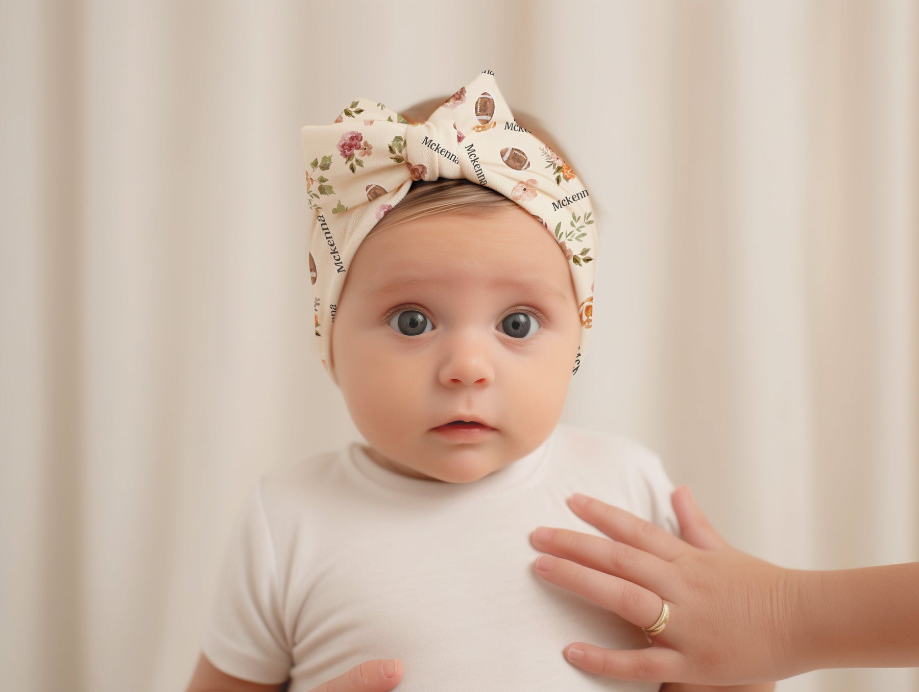 Personalized Football Baby Hat, Bow Hat or Headband by AGreatBaby — view 3 of 4