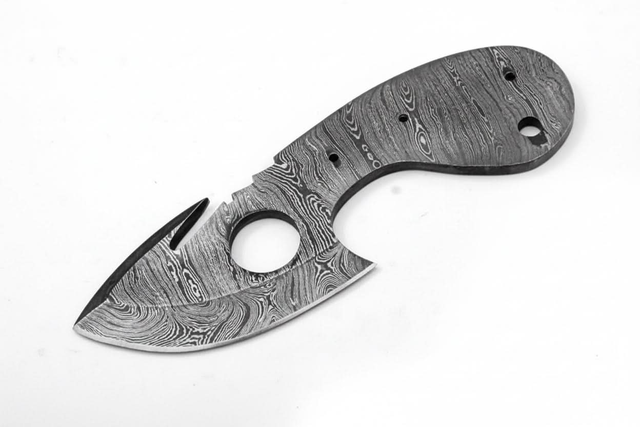 Custom Twist Damascus Steel Small Blank Blade for Skinning/ Hunting knife making Blank Blade by JW SteelCrafts, Damascus knife main product photo