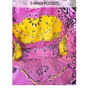 Teacher Bandana Tote Bag, Personalized Teacher Gift, Handmade School Tote, Pink Yellow Patchwork Bag, Back to School Gift