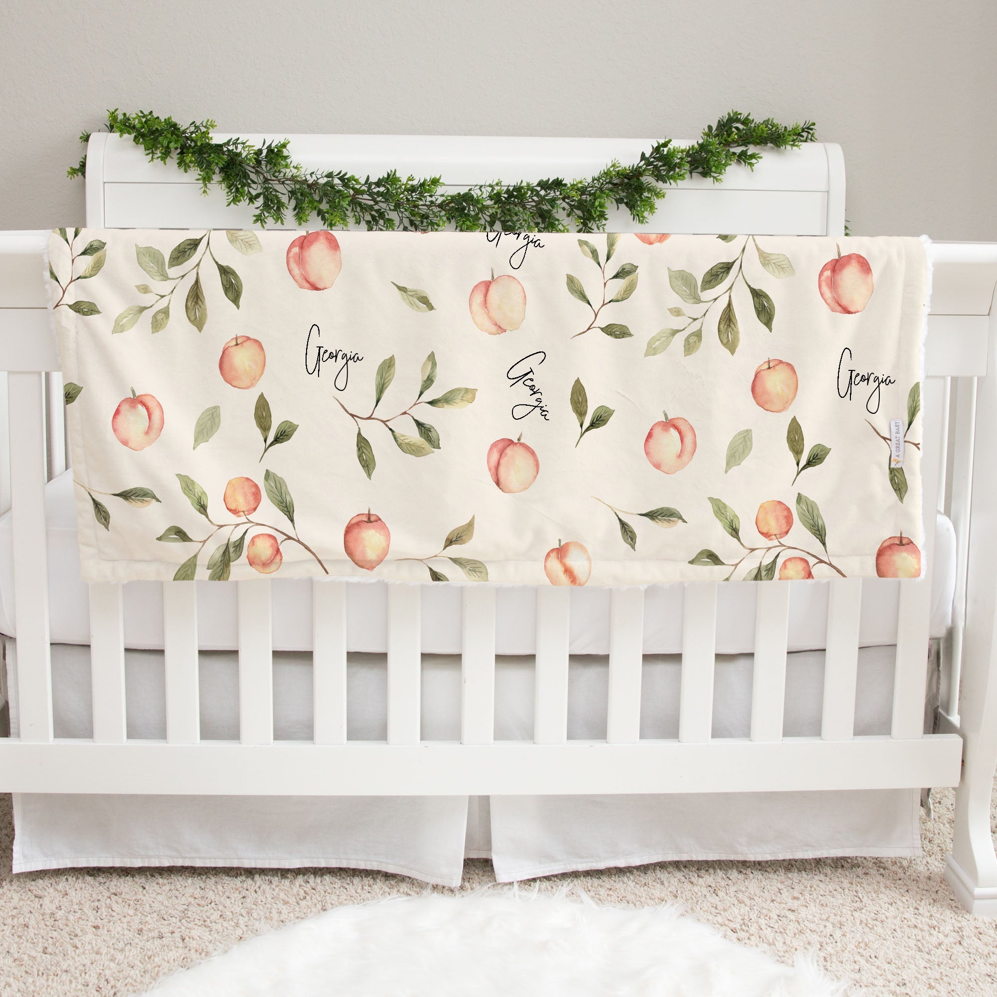 Personalized Baby Blanket – Soft  Peach Newborn Deluxe Minky Fur Wrap