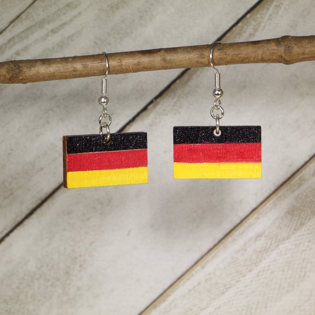 German Flag Wooden Earrings | Oktoberfest German Pride Jewelry