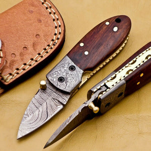 Damascus neck knife, handmade pocket knife With free Sheath, Birthday Gift, Groomsmen Gift Anniversary, Wedding, Father's day Gift , Christmas Gift