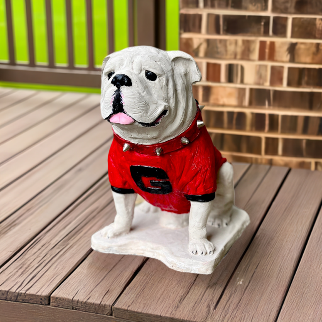 UGA Georgia Bulldog Mascot Stone Statue for Garden, Yard, Home Decor and Porch.