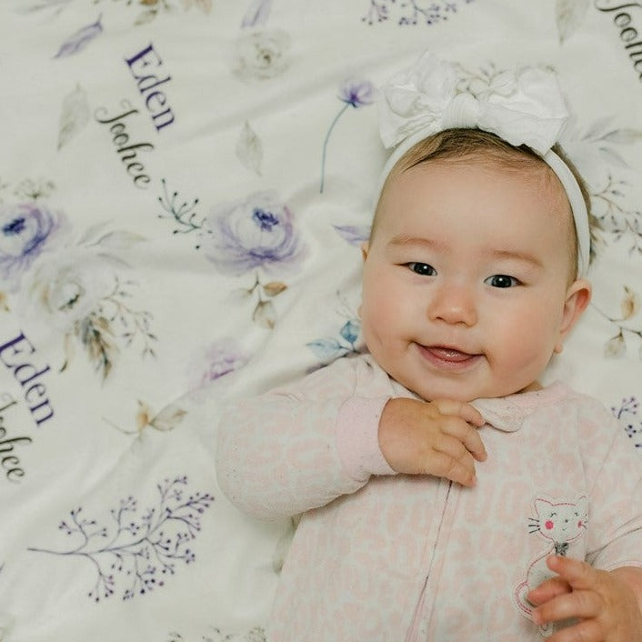 Crystal Jean Lavender Personalized Minky Baby Blanket by AGreatBaby — view 11 of 17