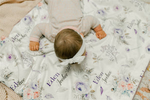 Crystal Jean Lavender Personalized Minky Baby Blanket by AGreatBaby — view 16 of 17