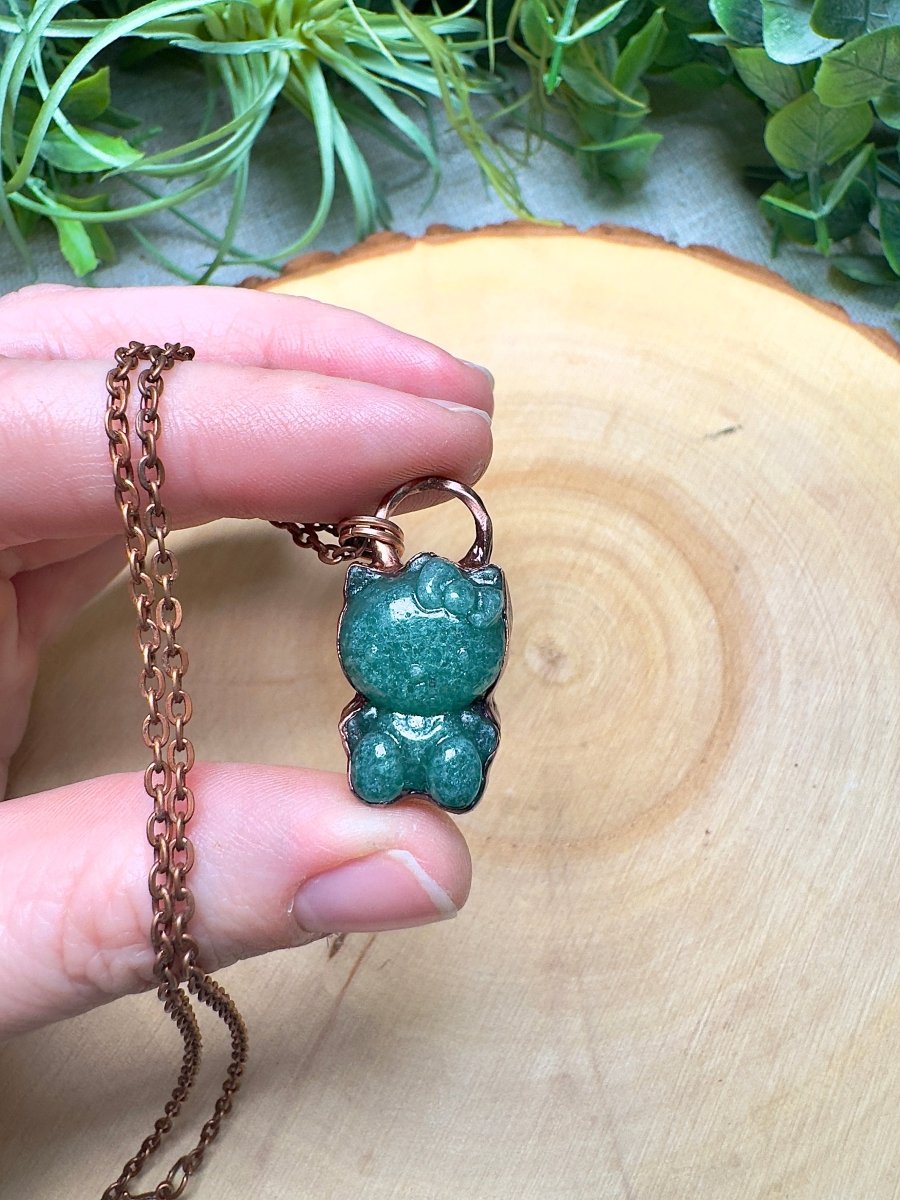 Green Aventurine Hello Kitty Necklace