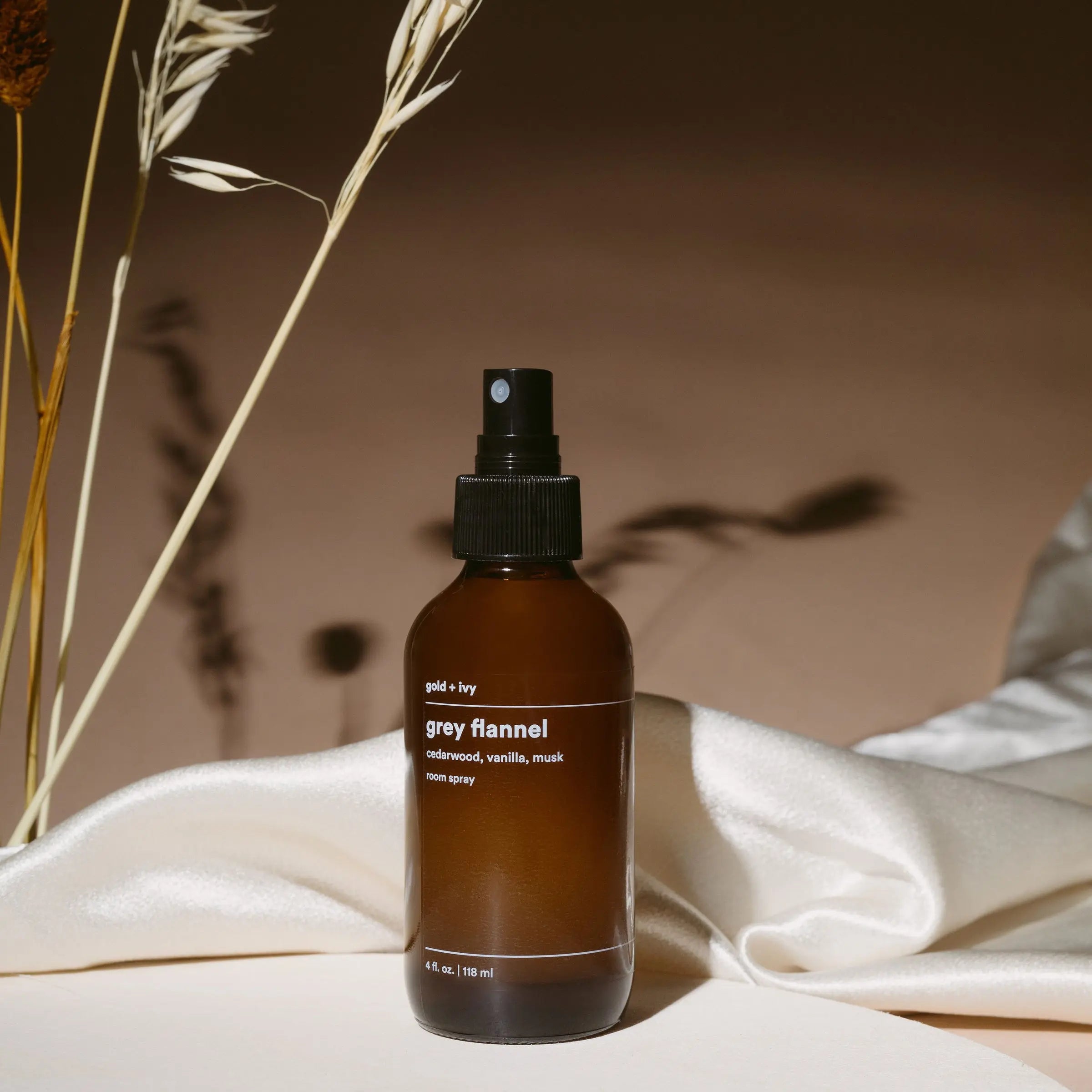 grey flannel room + linen spray gold + ivy
