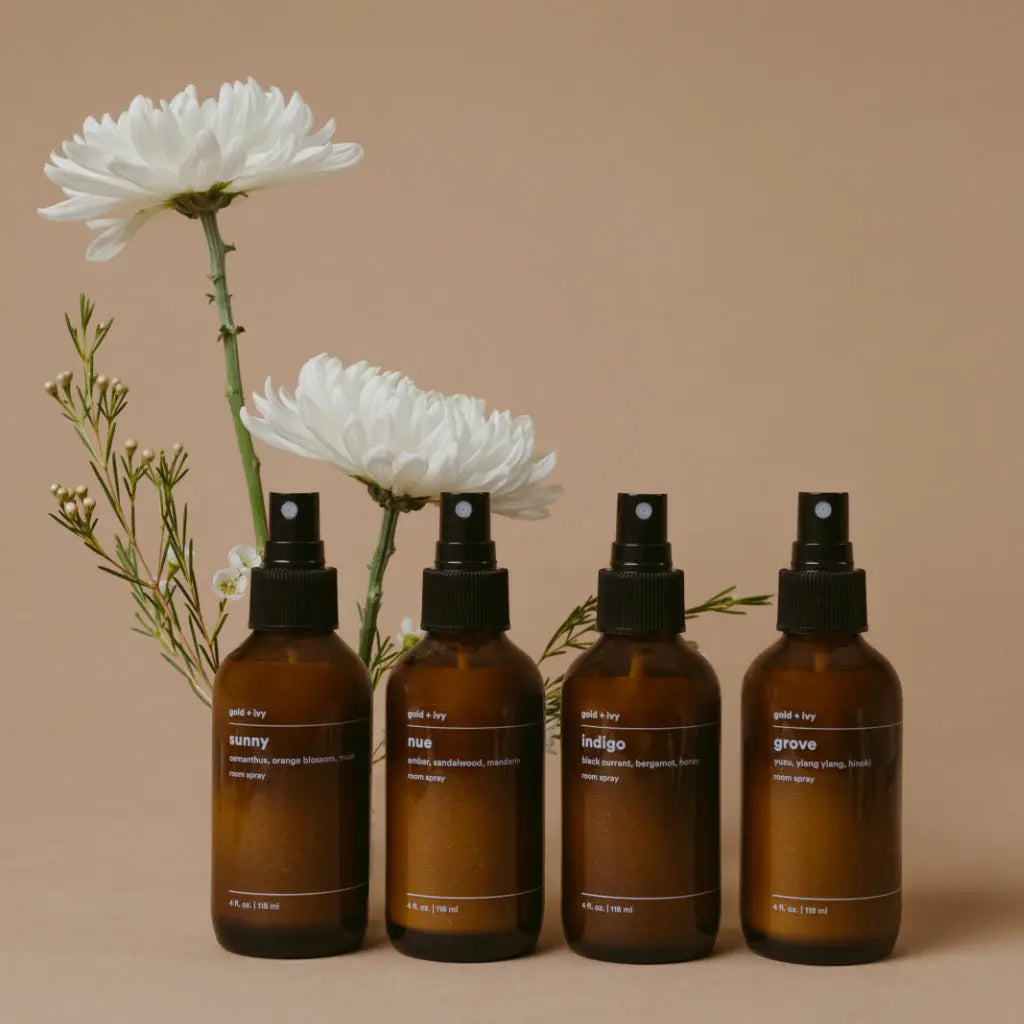 Grove room spray by gold + ivy, scented candle detail photo 4