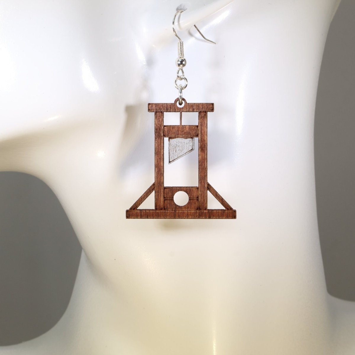 Guillotine Wooden Earrings | Gothic Dark Humor Jewelry
