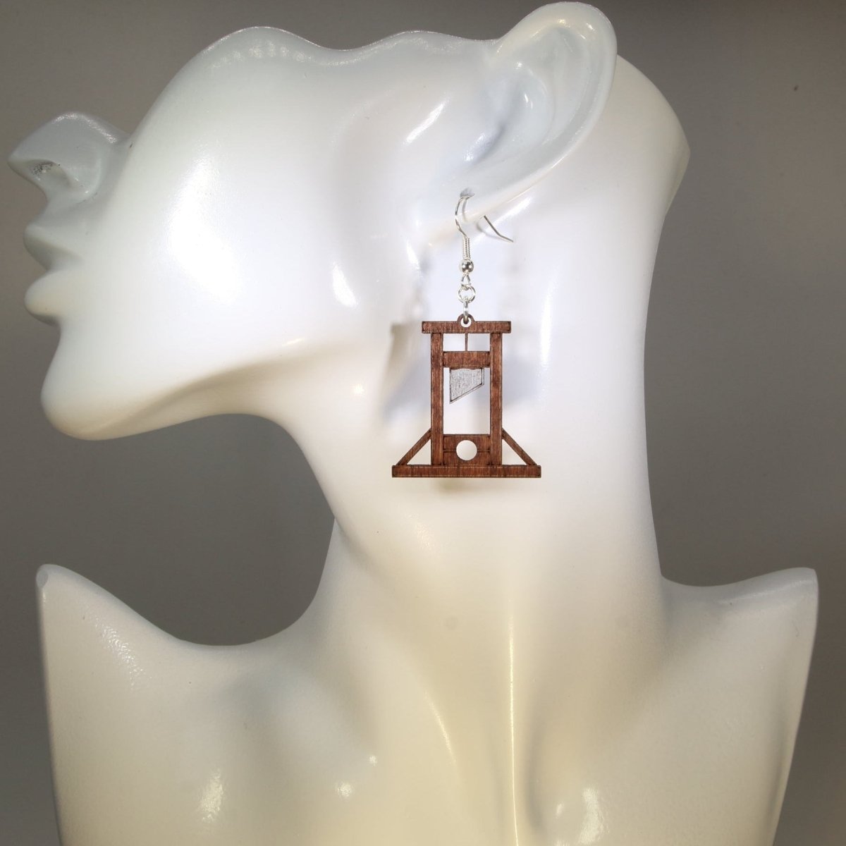 Guillotine Wooden Earrings | Gothic Dark Humor Jewelry