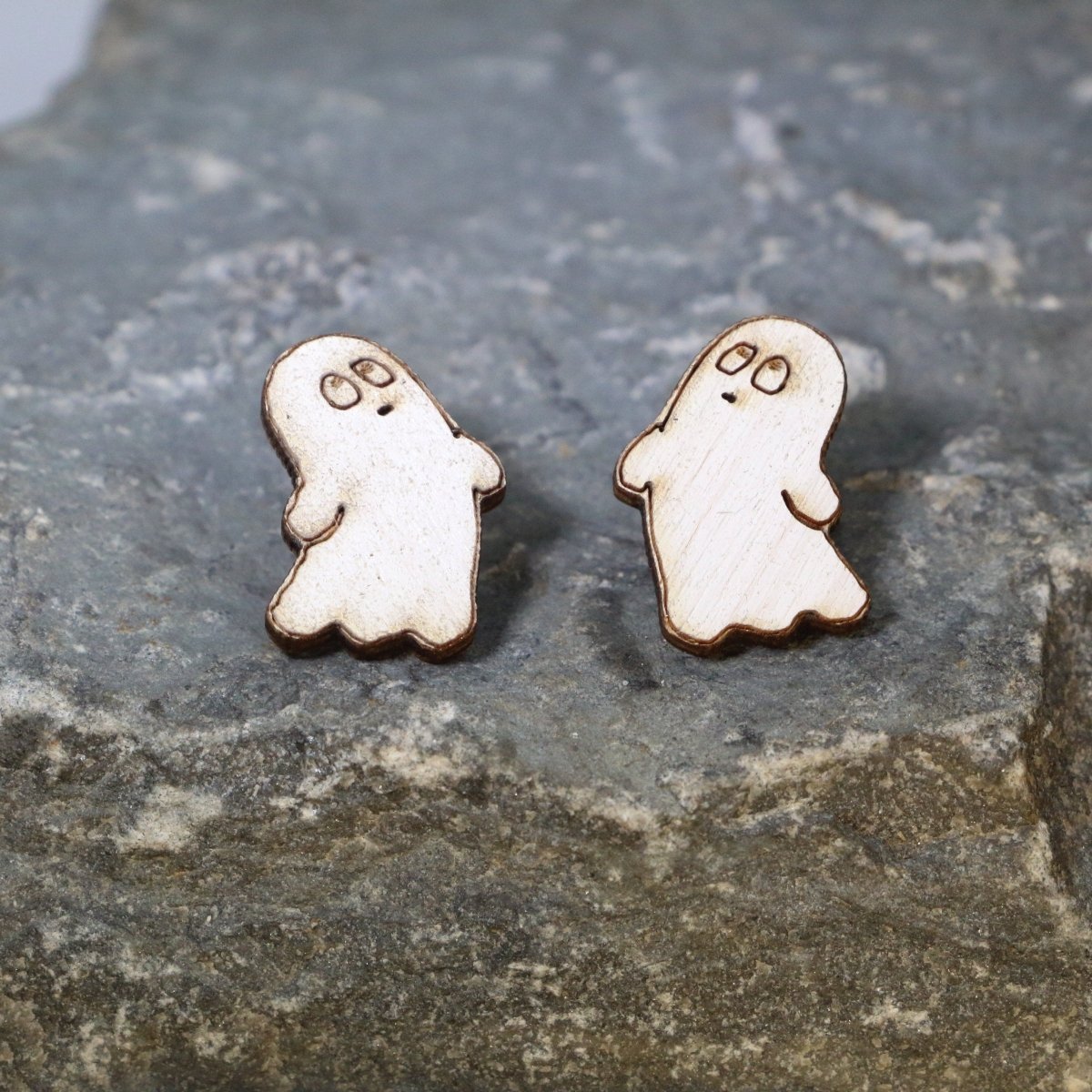 Halloween Ghost Wooden Dangle Earrings | Spooky Jewelry by Cate's Concepts, LLC, handmade jewelry detail photo 2