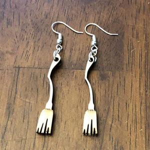 Witch Broom Wooden Dangle Earrings | Halloween Spooky Jewelry