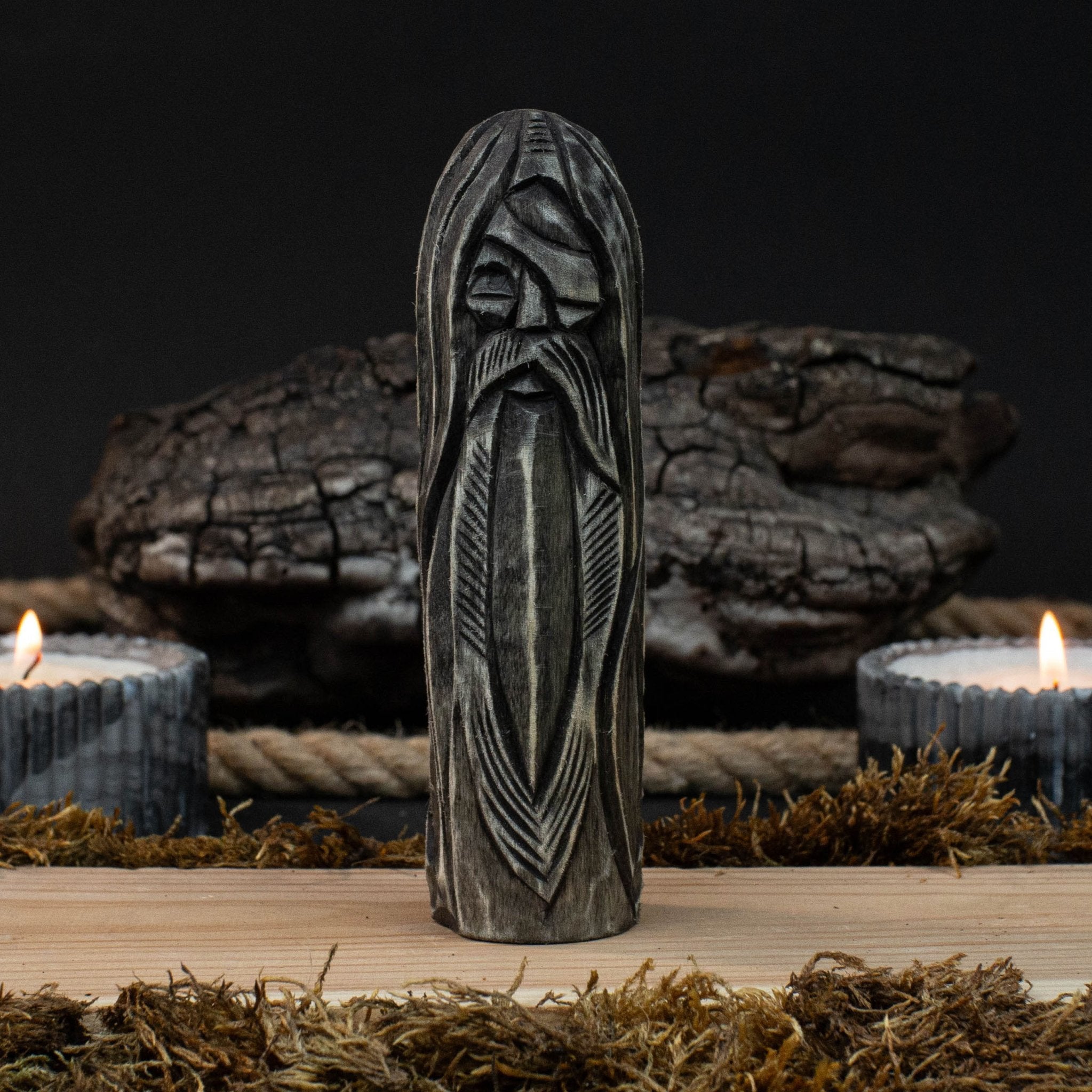 Hand-Carved Odin Figurine – 13 cm (5.1 inches) Wooden Norse God Sculpture