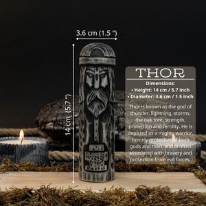 Hand-Carved Thor Figurine – 14 cm (5.7 inches) Wooden Scandinavian God Statue