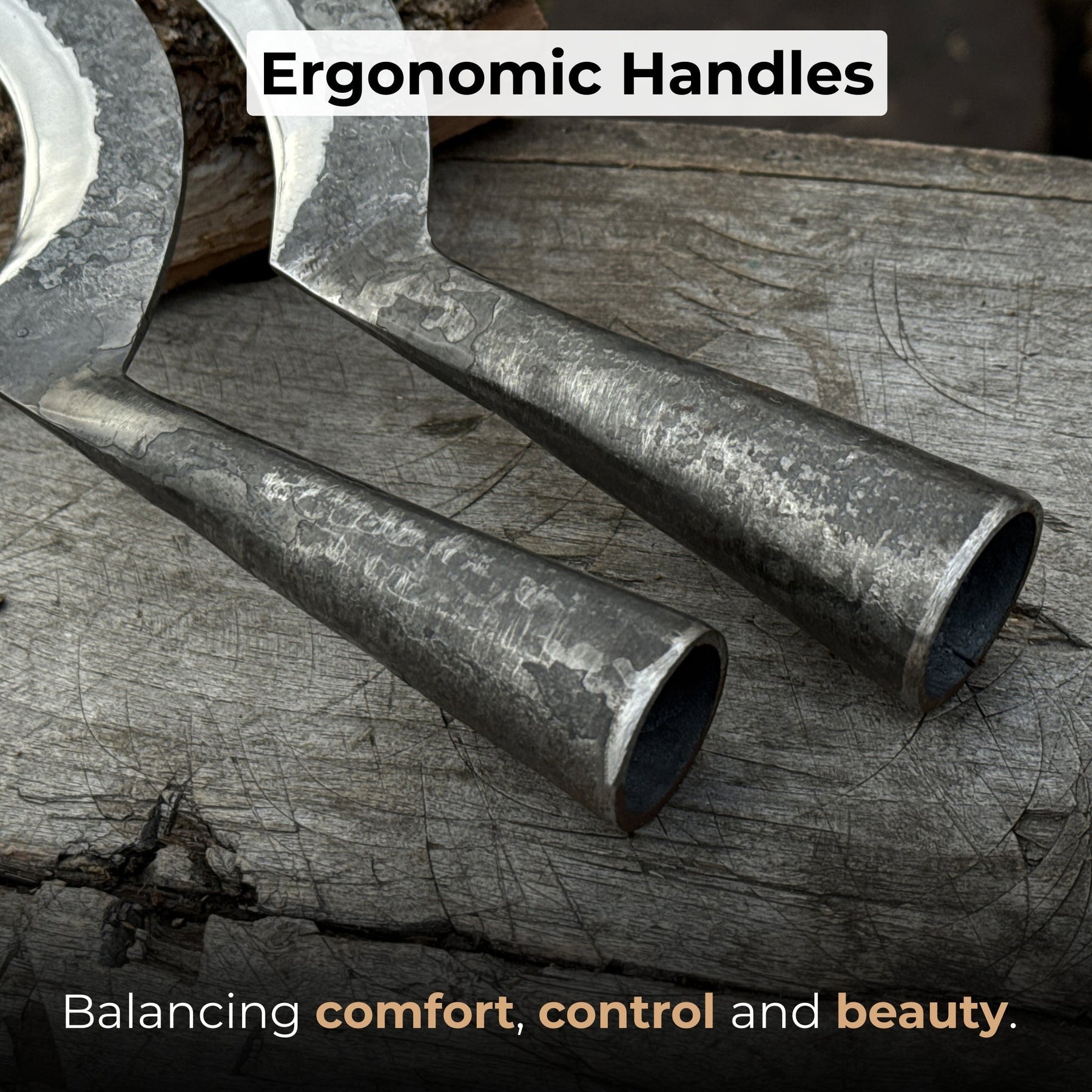 Hand-Forged 2-Piece Garden Sickle Set with Leather Sheaths