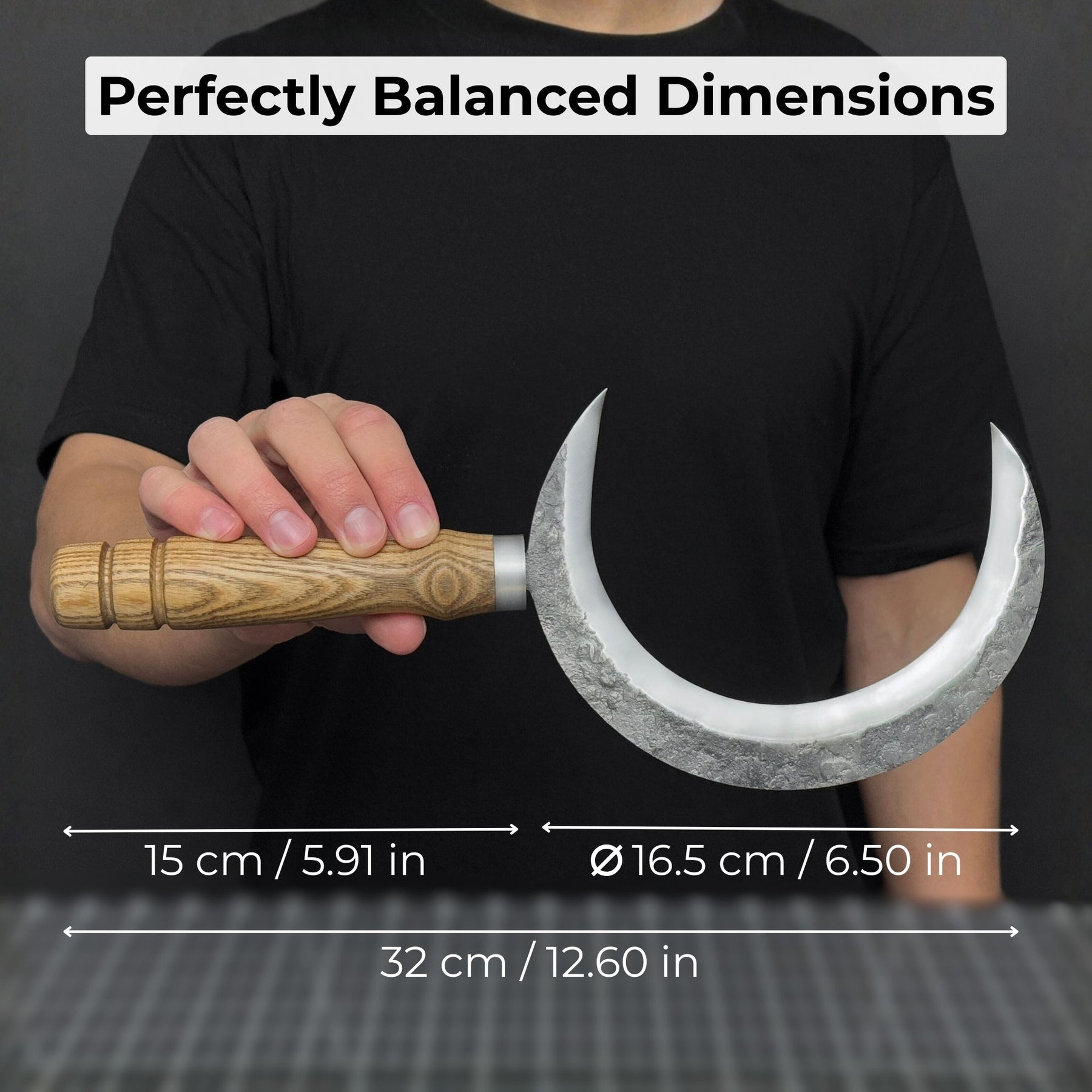 Hand-Forged Athame Ritual Witch Sickle, ⌀16.5 cm (6.5 inches)