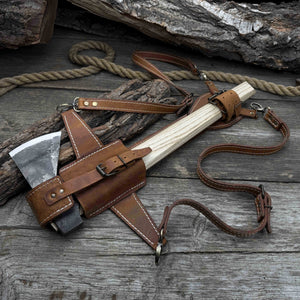 Hand-Forged Bushcraft Hatchet with Leather Back Sheath, 0.74 kg (1.63 lb)