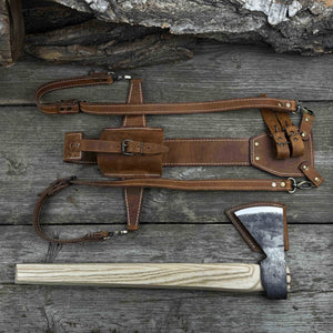 Hand-Forged Bushcraft Hatchet with Leather Back Sheath, 0.74 kg (1.63 lb)