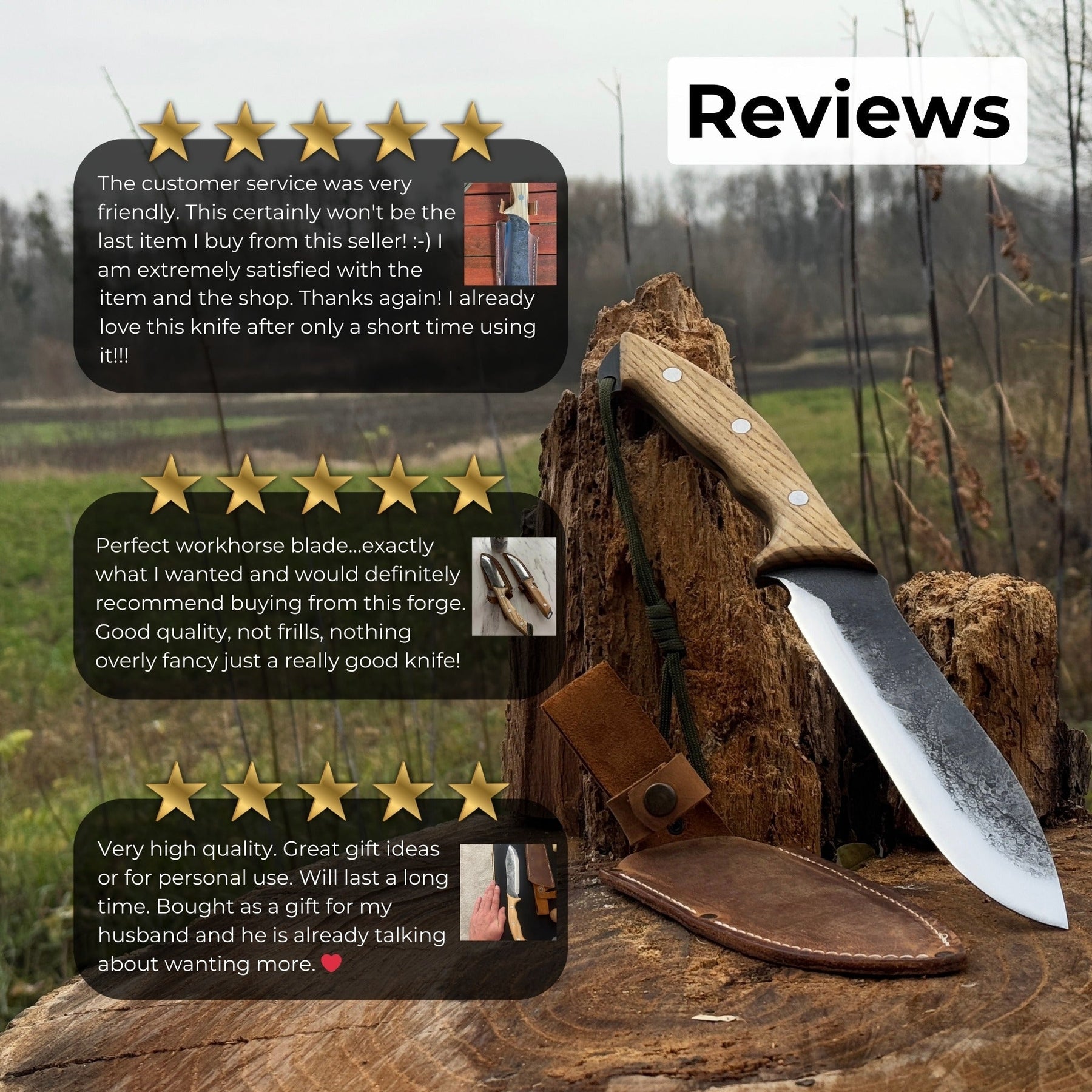 Hand-Forged Bushcraft Knife, 15.5 cm (6.1 inches)