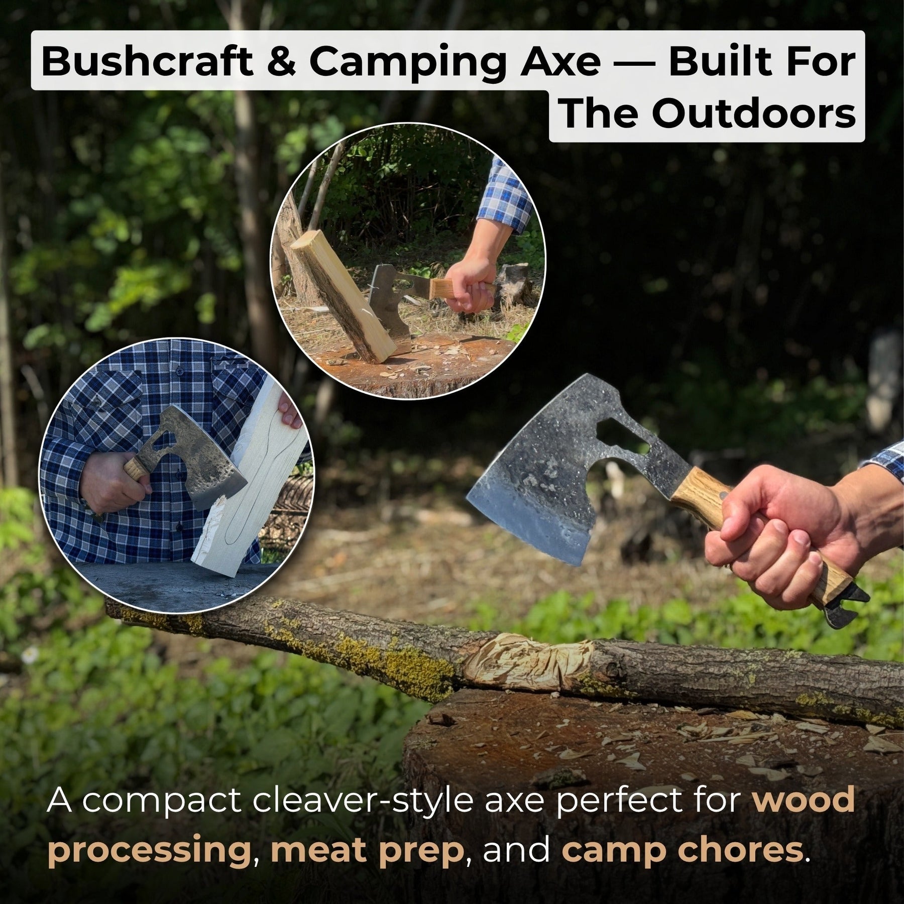 Hand-Forged Camping (Chopping) Axe, 0.6 kg (1.32 Ibs)