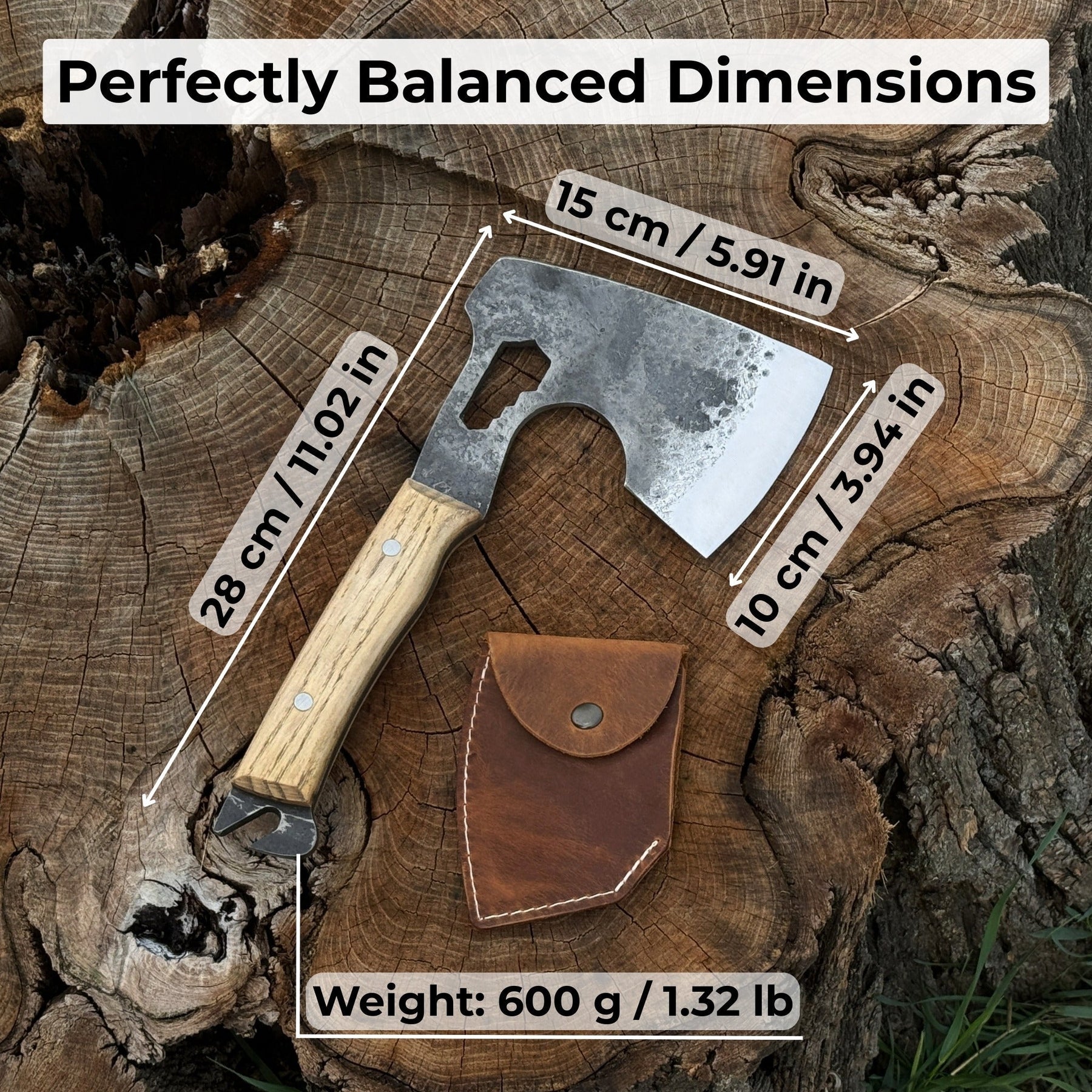 Hand-Forged Camping (Chopping) Axe, 0.6 kg (1.32 Ibs)