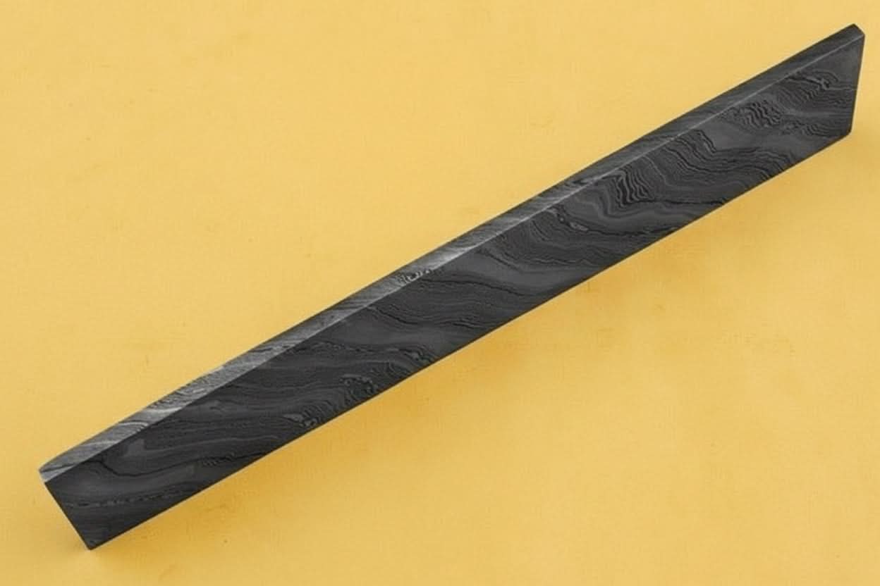 9 Inch Damascus Steel Billet Bar 2 Inch Wide Pattern Welded Blank for Knife and Blade Making by JW SteelCrafts, Damascus knife detail photo 2
