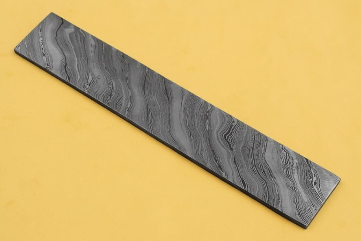 9 Inch Damascus Steel Billet Bar 2 Inch Wide Pattern Welded Blank for Knife and Blade Making by JW SteelCrafts, Damascus knife main product photo