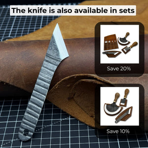 Hand-Forged Kiridashi Knife, 14 cm (5.51 inches) with Leather Sheath