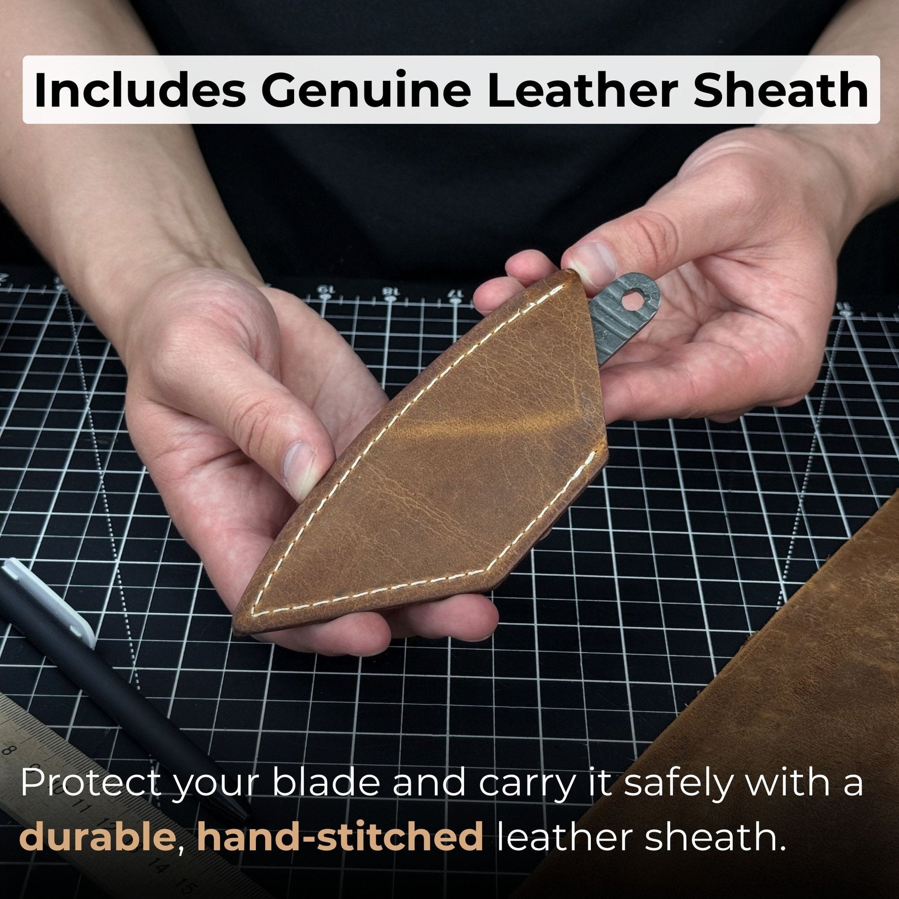 Hand-Forged Kiridashi Knife, 14 cm (5.51 inches) with Leather Sheath